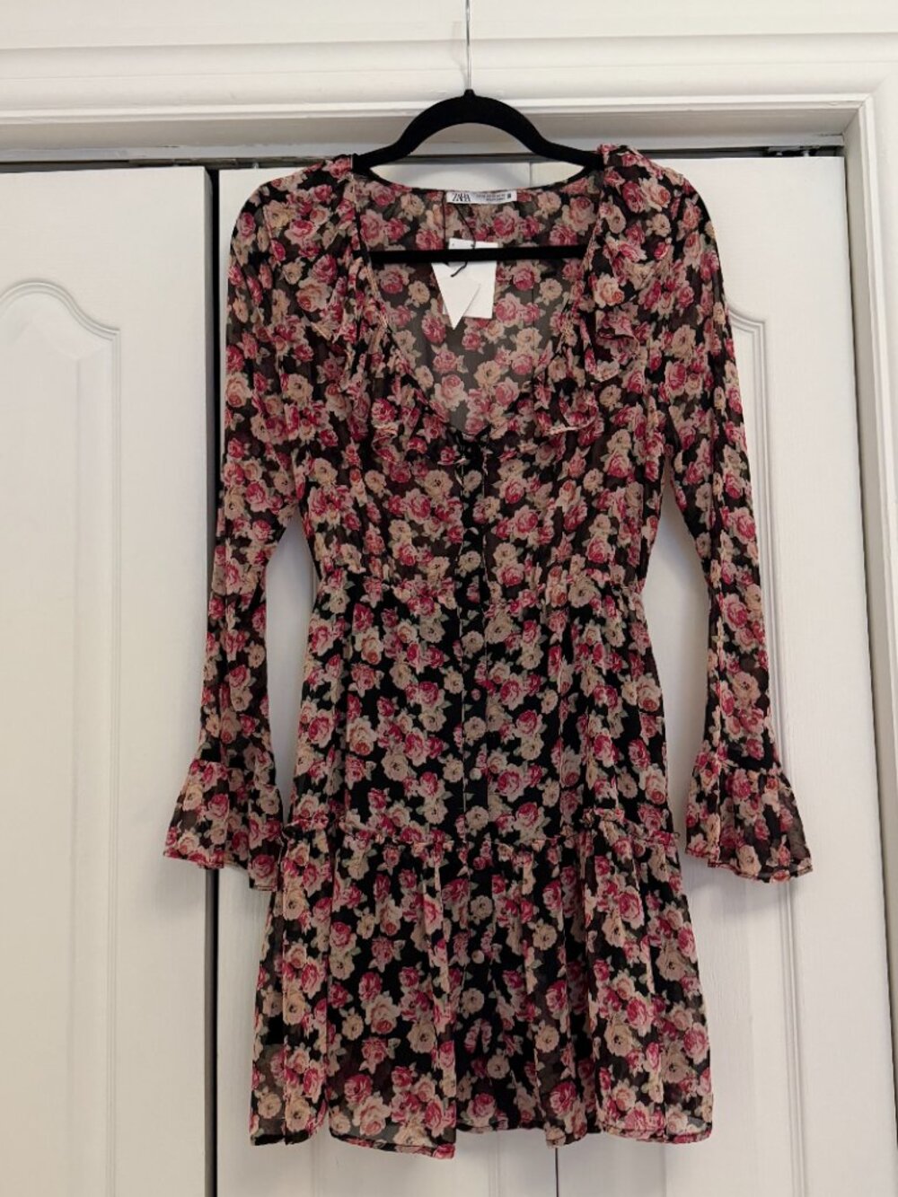 ZARA Floral Ruffle Mini Dress